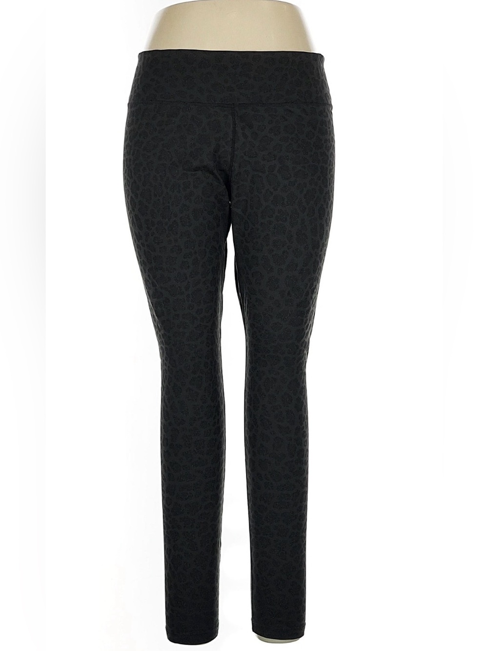 High-Waist Black Glitter Leopard Print Leggings - Picture 1 of 2